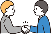 笑顔で握手する2人のビジネスマンのイラスト
