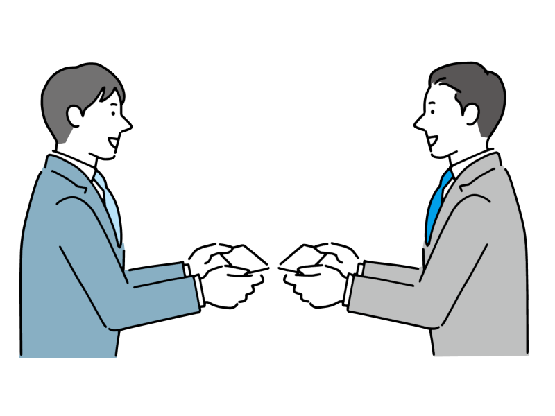 名刺交換をする2人のビジネスマンのイラスト